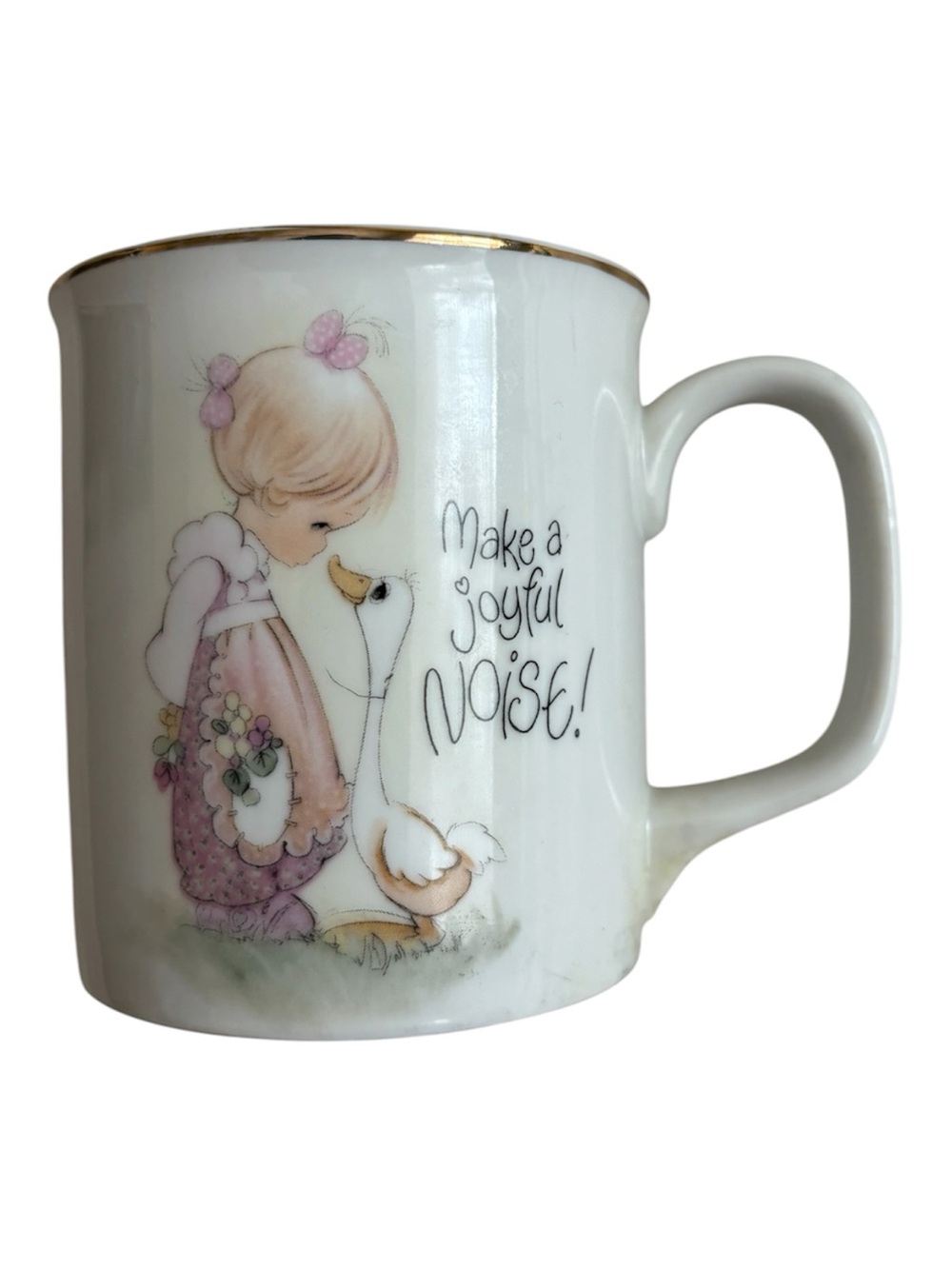 Precious Moments White Porcelain Cup with Gold ENESCO Sticker
